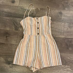 Alter’d State Romper Size Small Striped Orange Casual Bow